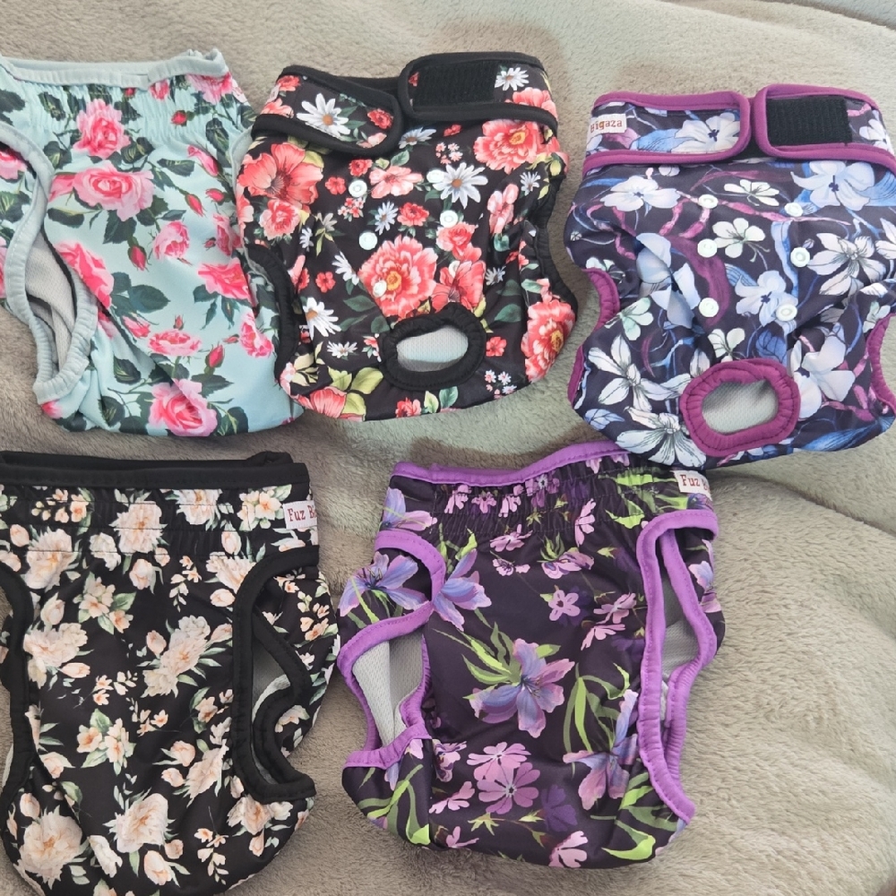 Floral Purple Dog Diaper Wrap with Elastic Fit